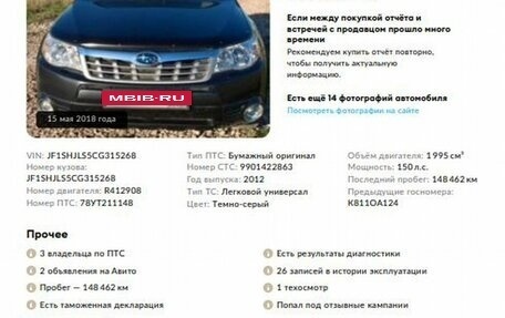 Subaru Forester, 2012 год, 1 548 000 рублей, 2 фотография