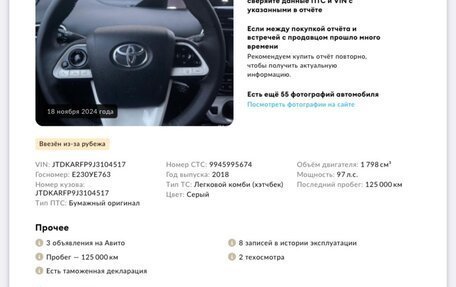 Toyota Prius IV XW50, 2018 год, 2 300 000 рублей, 3 фотография