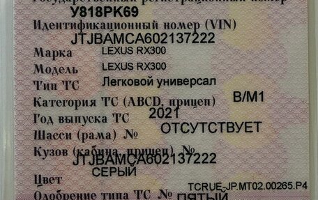 Lexus RX IV рестайлинг, 2021 год, 5 650 000 рублей, 9 фотография