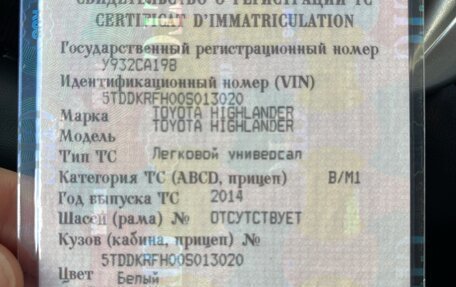 Toyota Highlander III, 2014 год, 2 590 000 рублей, 1 фотография