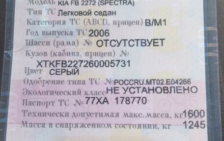 KIA Spectra II (LD), 2006 год, 155 000 рублей, 5 фотография