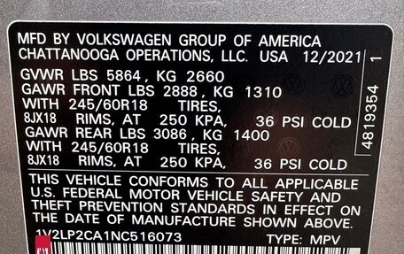 Volkswagen Atlas I, 2021 год, 3 890 000 рублей, 12 фотография